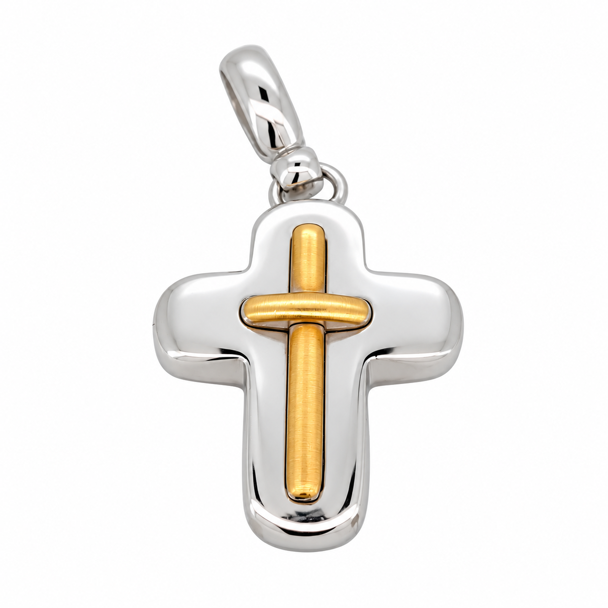 Ciondolo a croce - 18 carati Oro bianco, Oro giallo - Made in Italy - HandMade