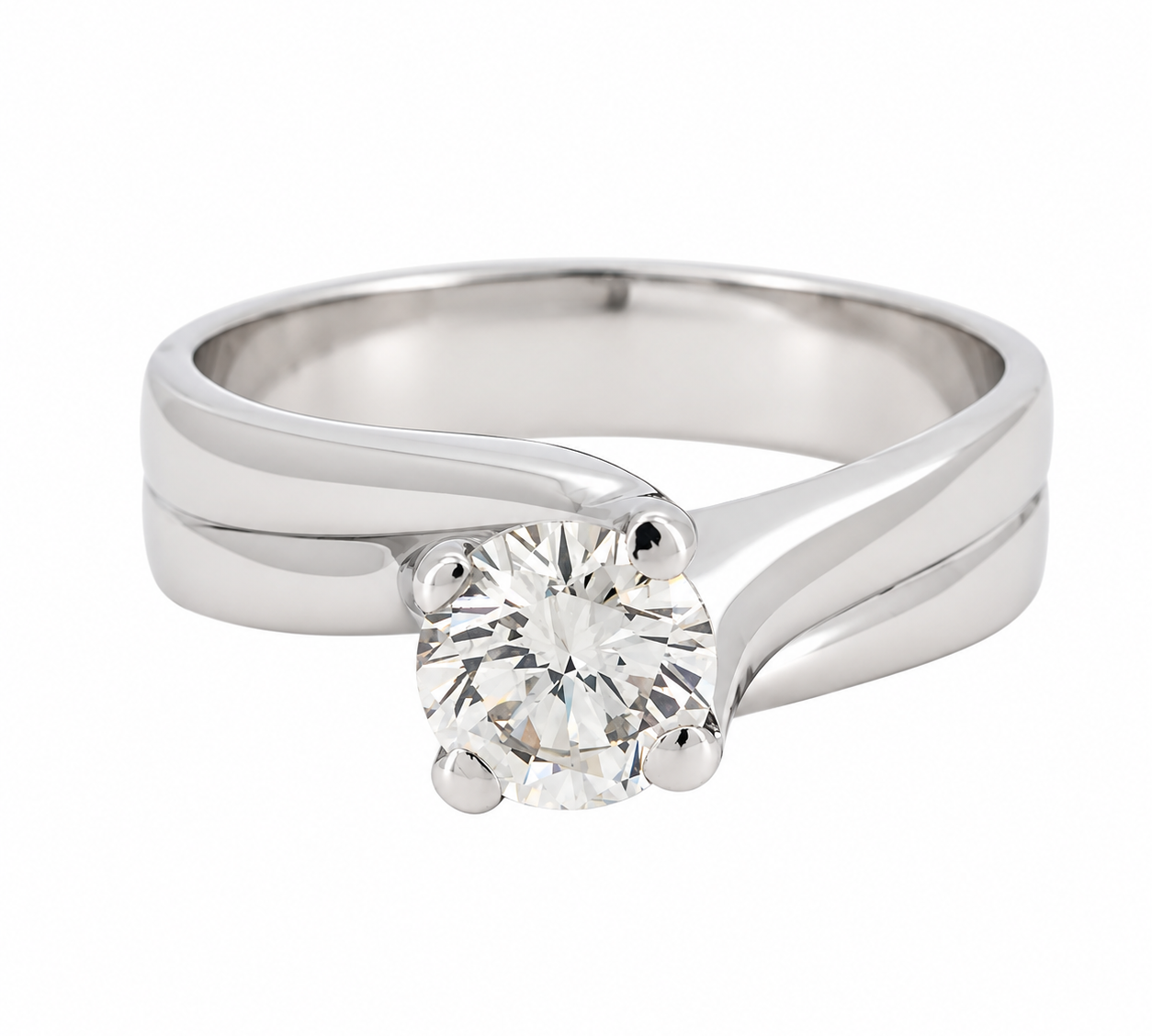 Anello - 18 carati Oro bianco - 0.80ct. tw. Diamante (Naturale) - Made in Italy - HandMade ?
