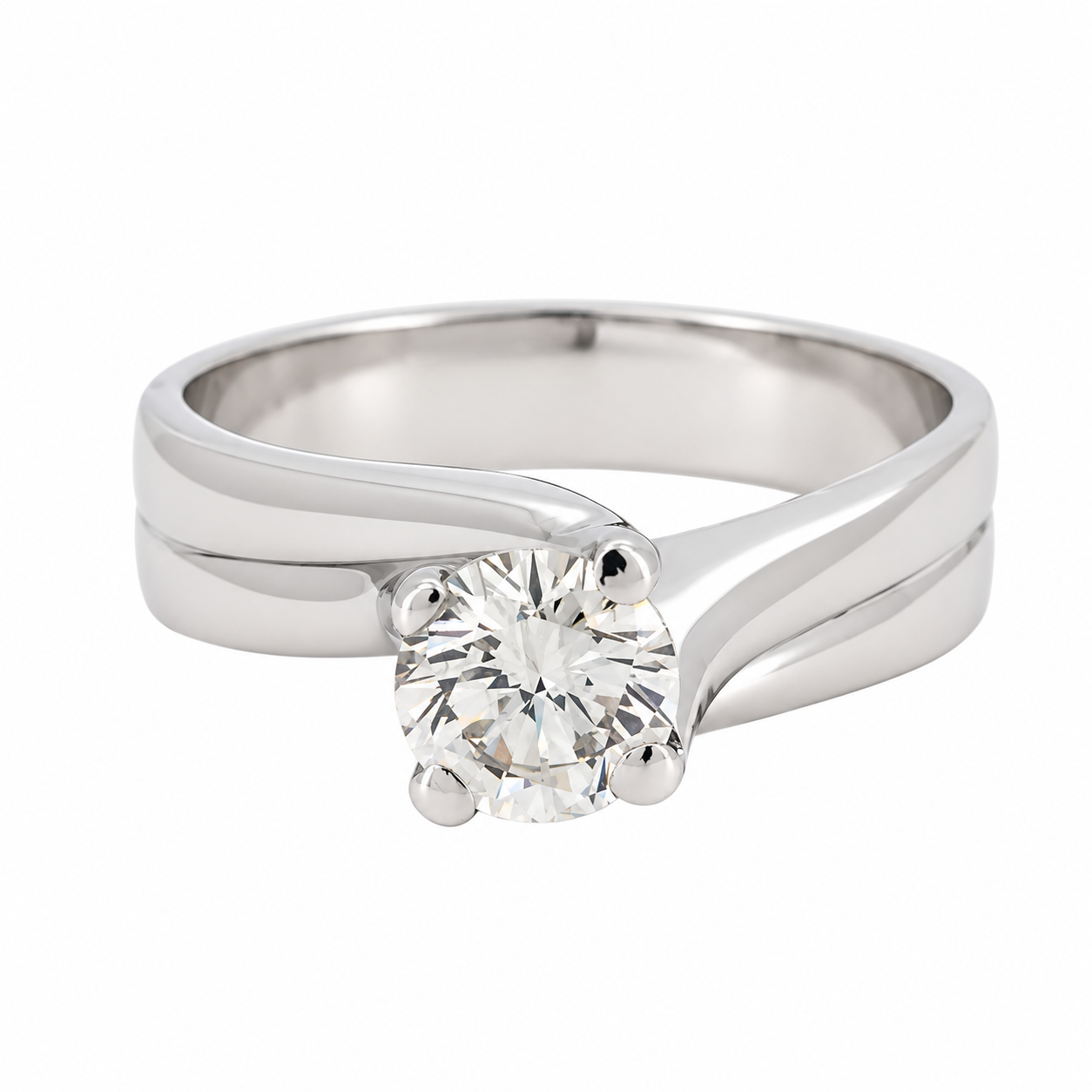 Anello - 18 carati Oro bianco - 0.80ct. tw. Diamante (Naturale) - Made in Italy - HandMade ?