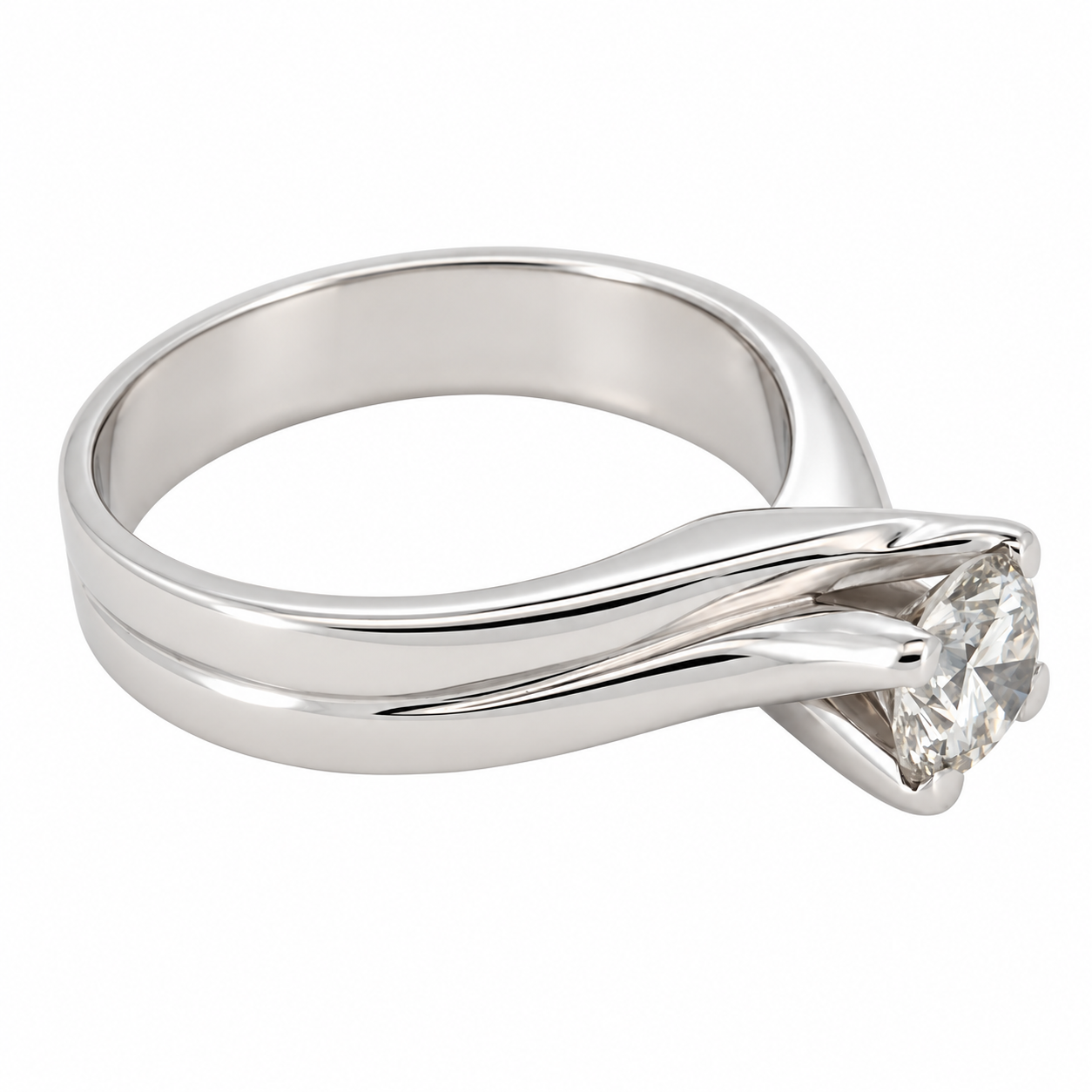 Anello - 18 carati Oro bianco - 0.80ct. tw. Diamante (Naturale) - Made in Italy - HandMade ?