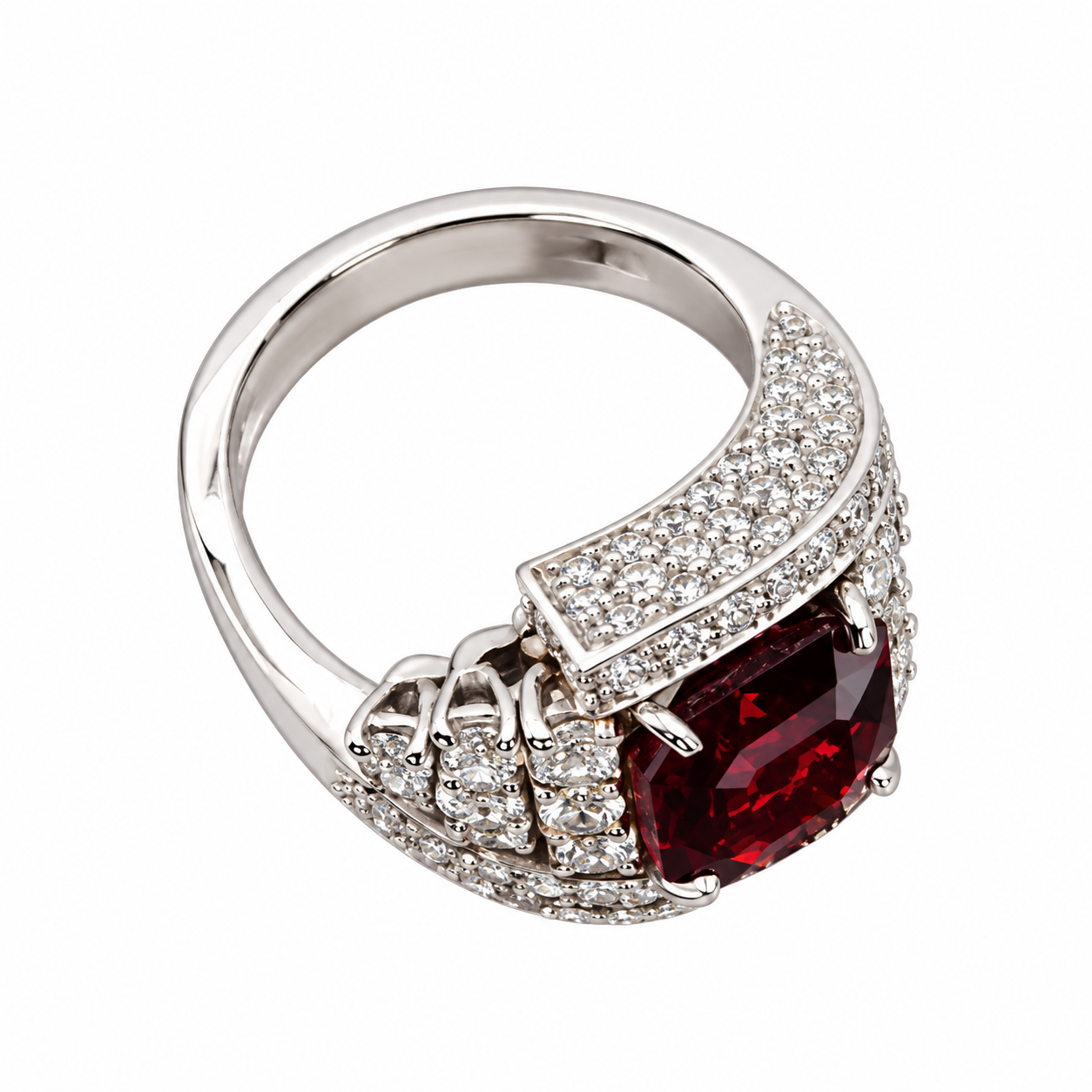 Anello - 18 carati Oro bianco - 5.23ct. tw. Spinello - Diamante - Made in Italy - HandMade