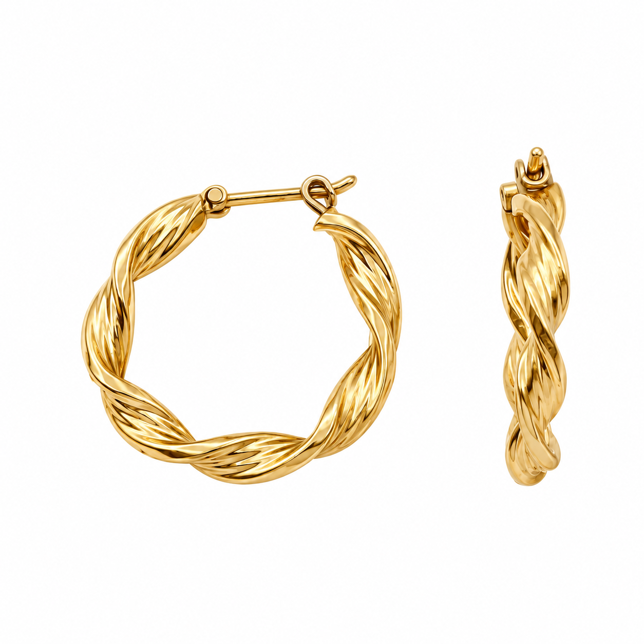 Earrings - 18 carat Yellow gold, White gold - Made in Italy - HandMade