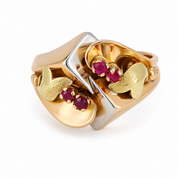 Anello - 18 carati Oro giallo, Oro rosa, Oro bianco - 0.12ct. tw. Rubino - Made in Italy - Handmade