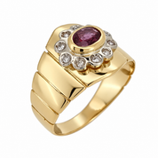 Anello - 18 carati Oro giallo - 0.50ct. tw. Rubino - Diamante - Made in Italy - Handmade