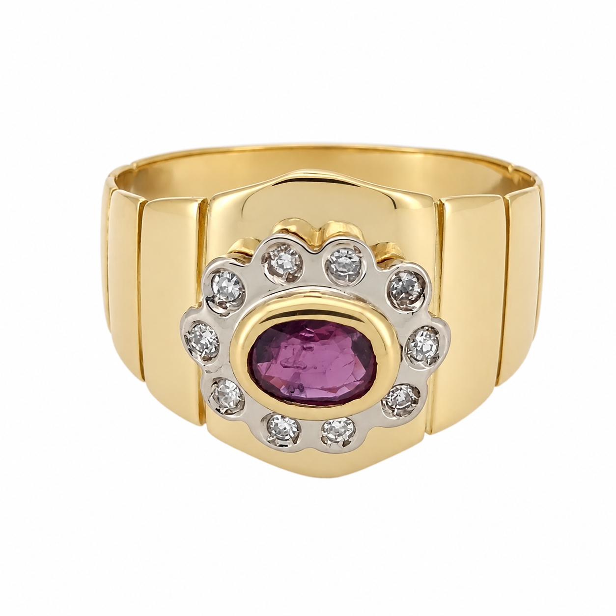 Anello - 18 carati Oro giallo - 0.50ct. tw. Rubino - Diamante - Made in Italy - Handmade