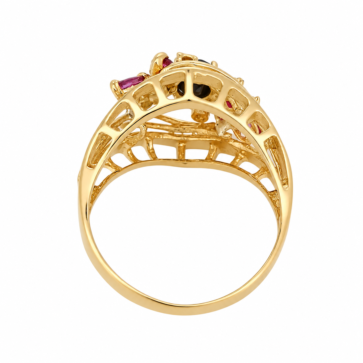 Anello - 18 carati Oro giallo - 0.84ct. tw. Zaffiro - Rubino - Diamante - Made in Italy - Handmade