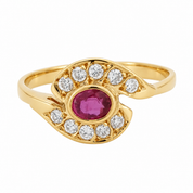 Anello - 18 carati Oro giallo - 0.60ct. tw. Rubino - Diamante - Made in Italy - Handmade
