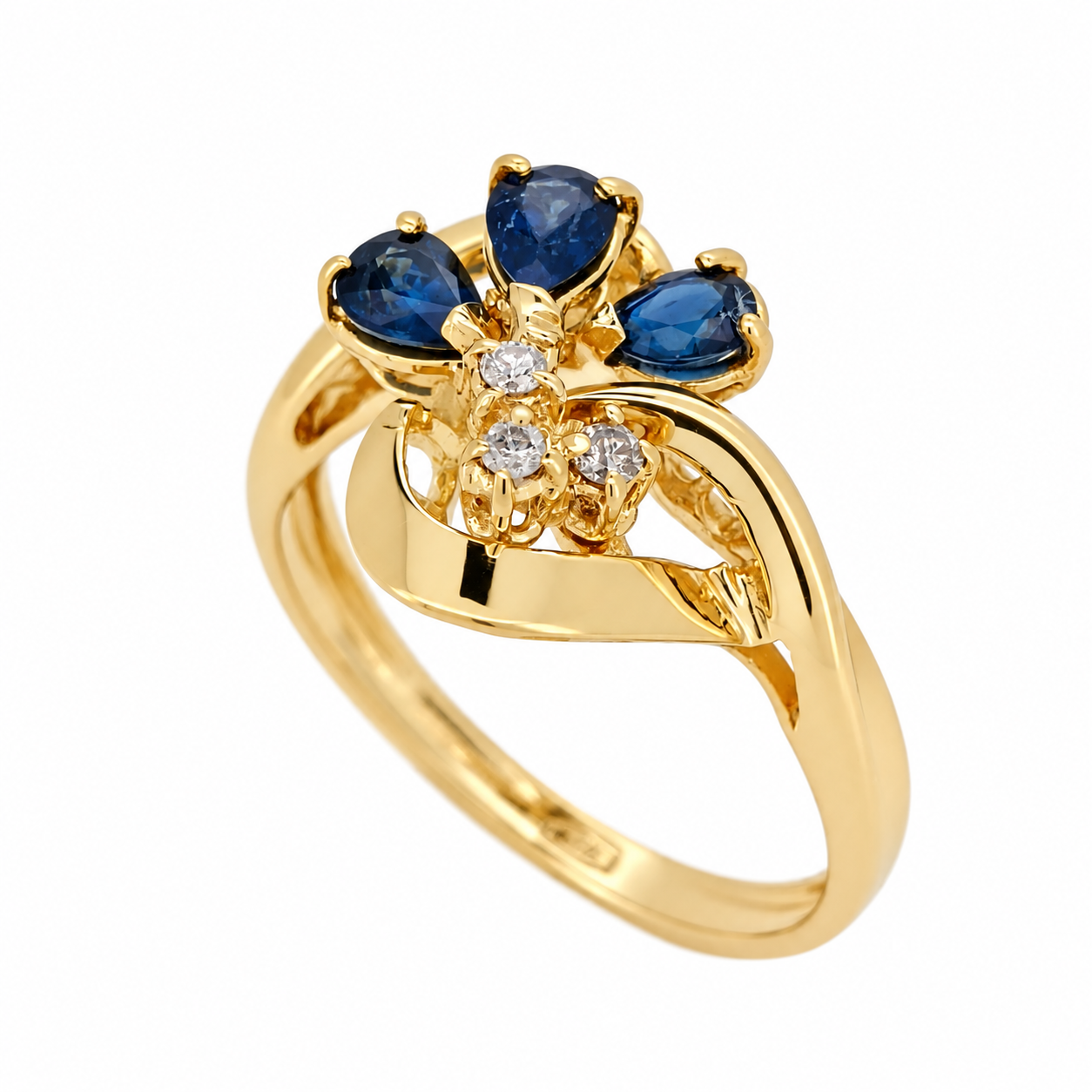 Anello - 18 carati Oro giallo - 0.81ct. tw. Zaffiro - Diamante - Made in Italy - Handmade