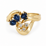 Anello - 18 carati Oro giallo - 0.81ct. tw. Zaffiro - Diamante - Made in Italy - Handmade
