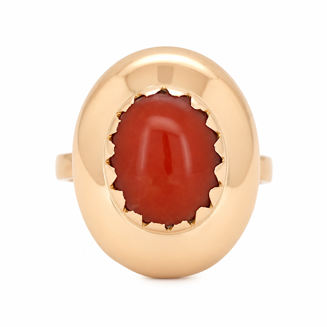 Anello - 18 carati Oro giallo Corallo - Made in Italy - Handmade