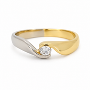 Anello - 18 carati Oro bianco, Oro giallo - 0.06ct. tw. Diamante (Naturale) - Made in Italy - Handmade