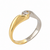 Anello - 18 carati Oro bianco, Oro giallo - 0.06ct. tw. Diamante (Naturale) - Made in Italy - Handmade