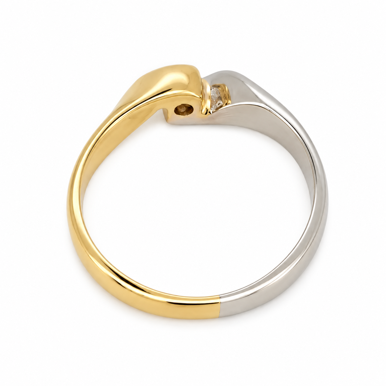 Anello - 18 carati Oro bianco, Oro giallo - 0.06ct. tw. Diamante (Naturale) - Made in Italy - Handmade