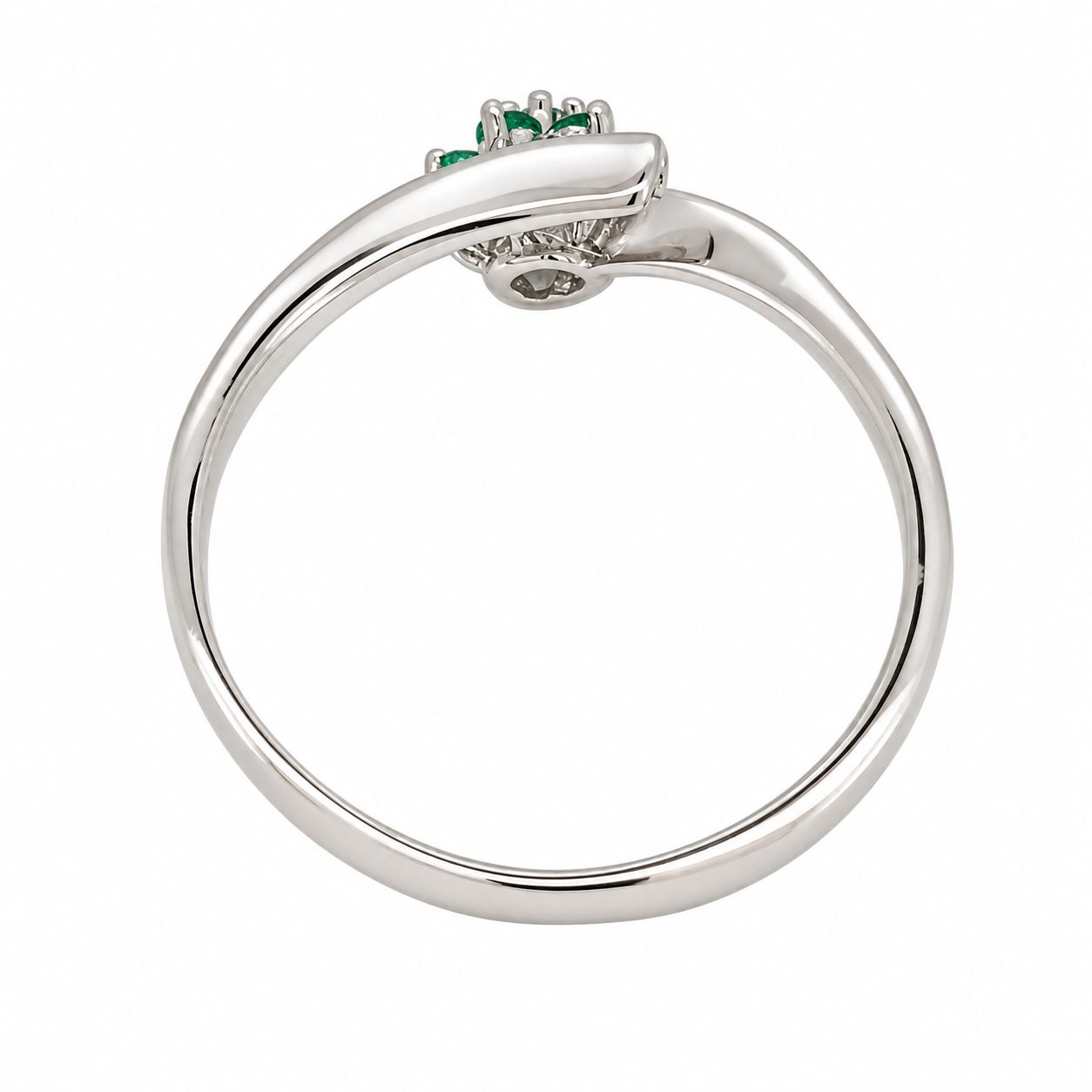 Anello - 18 carati Oro bianco - 0.14ct. tw. Smeraldo - Diamante - Made in Italy - Handmade