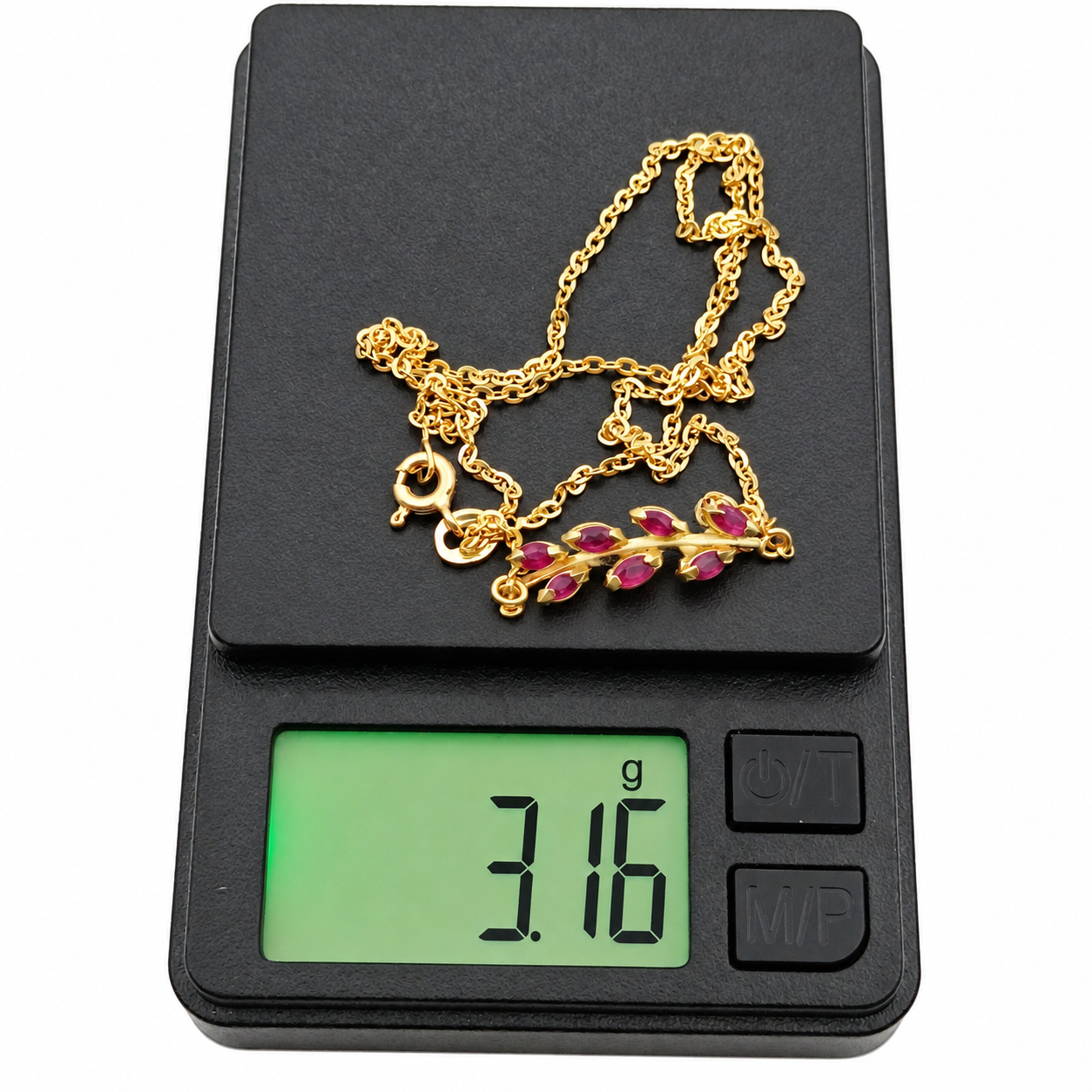 Collana con ciondolo - 18 carati Oro giallo - 0.21ct. tw. Rubino - Made in Italy - Handmade
