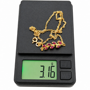 Collana con ciondolo - 18 carati Oro giallo - 0.21ct. tw. Rubino - Made in Italy - Handmade