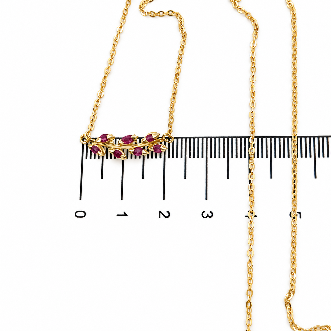 Collana con ciondolo - 18 carati Oro giallo - 0.21ct. tw. Rubino - Made in Italy - Handmade