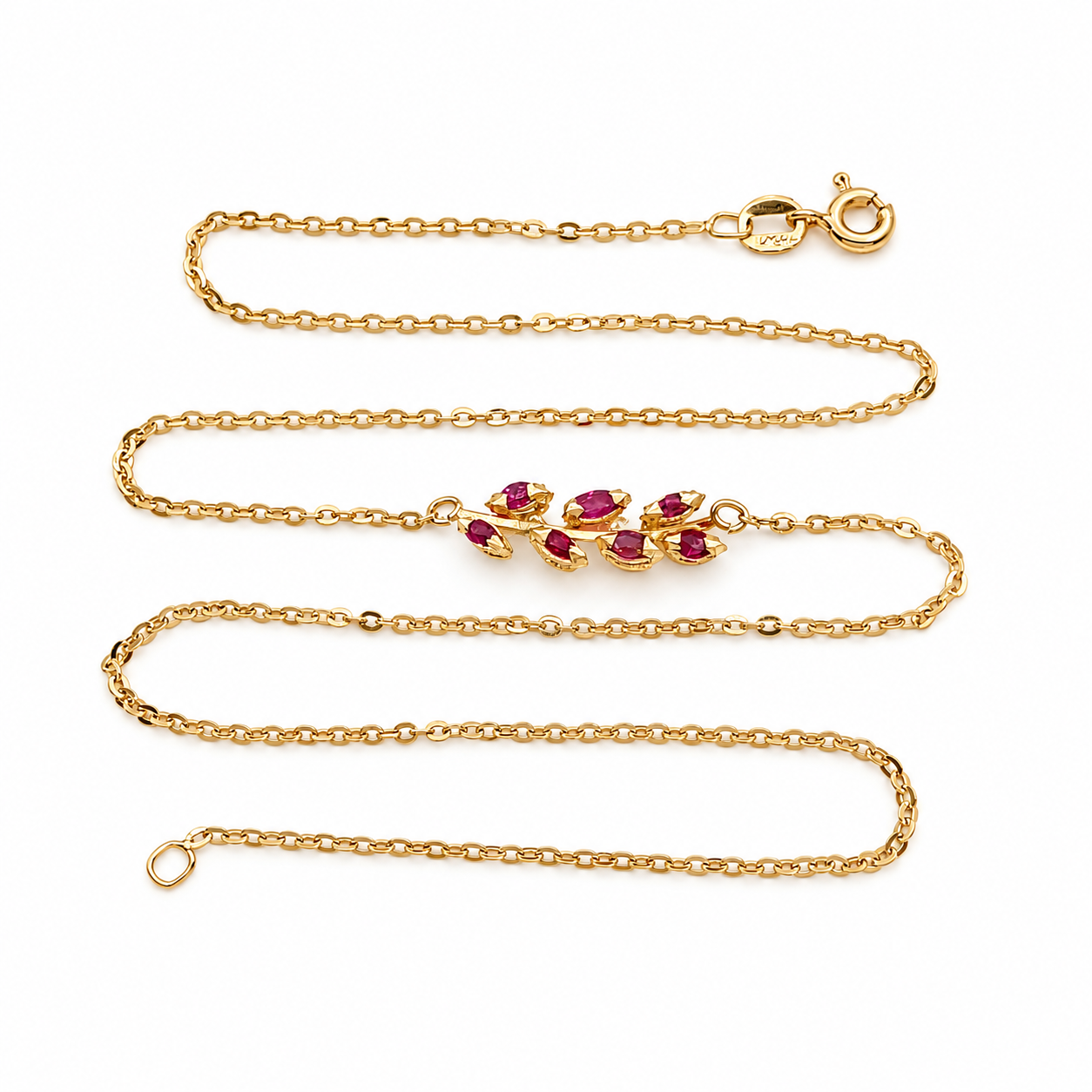 Collana con ciondolo - 18 carati Oro giallo - 0.21ct. tw. Rubino - Made in Italy - Handmade
