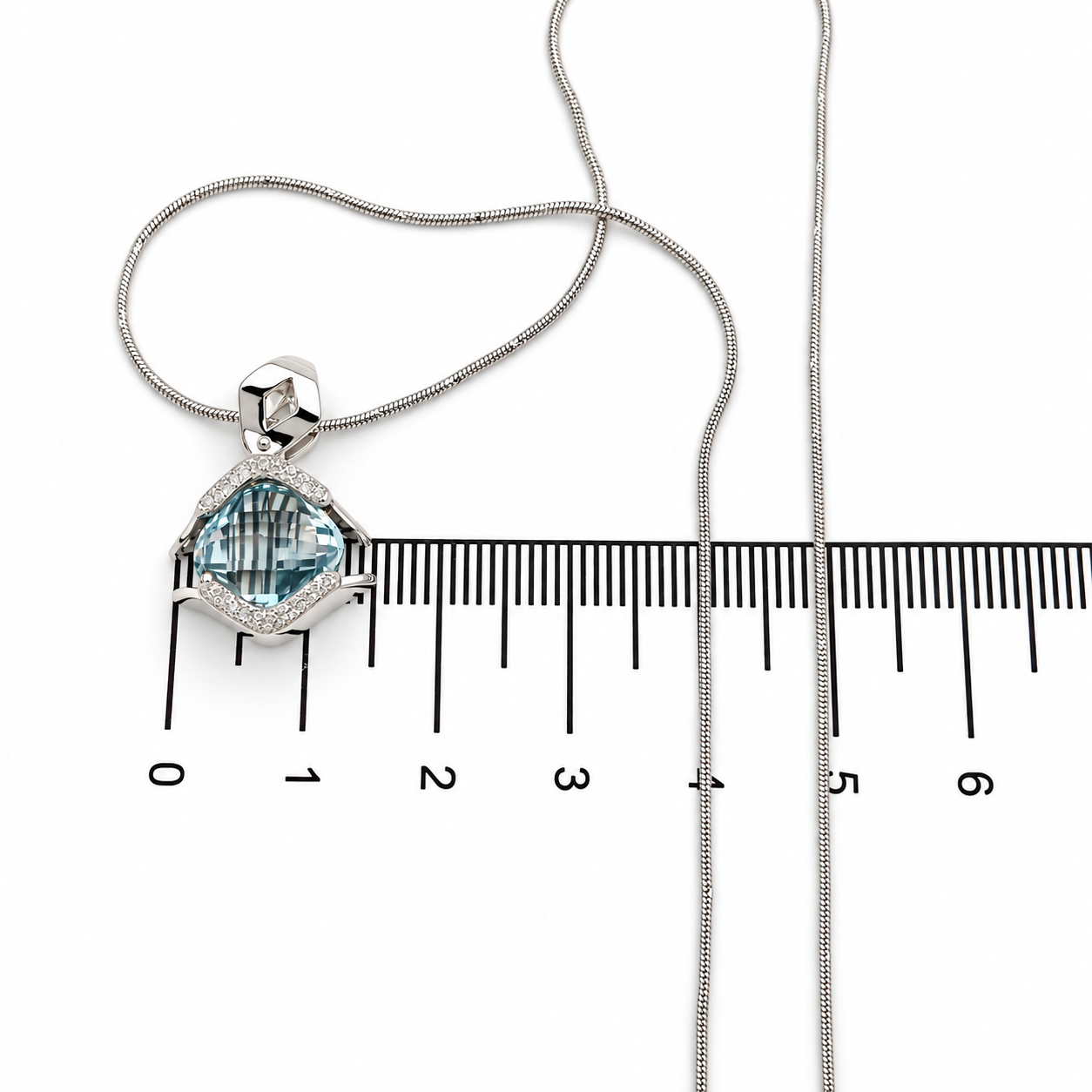 Collana con ciondolo - 18 carati Oro bianco - 3.50ct. tw. Topazio - Made in Italy - Handmade