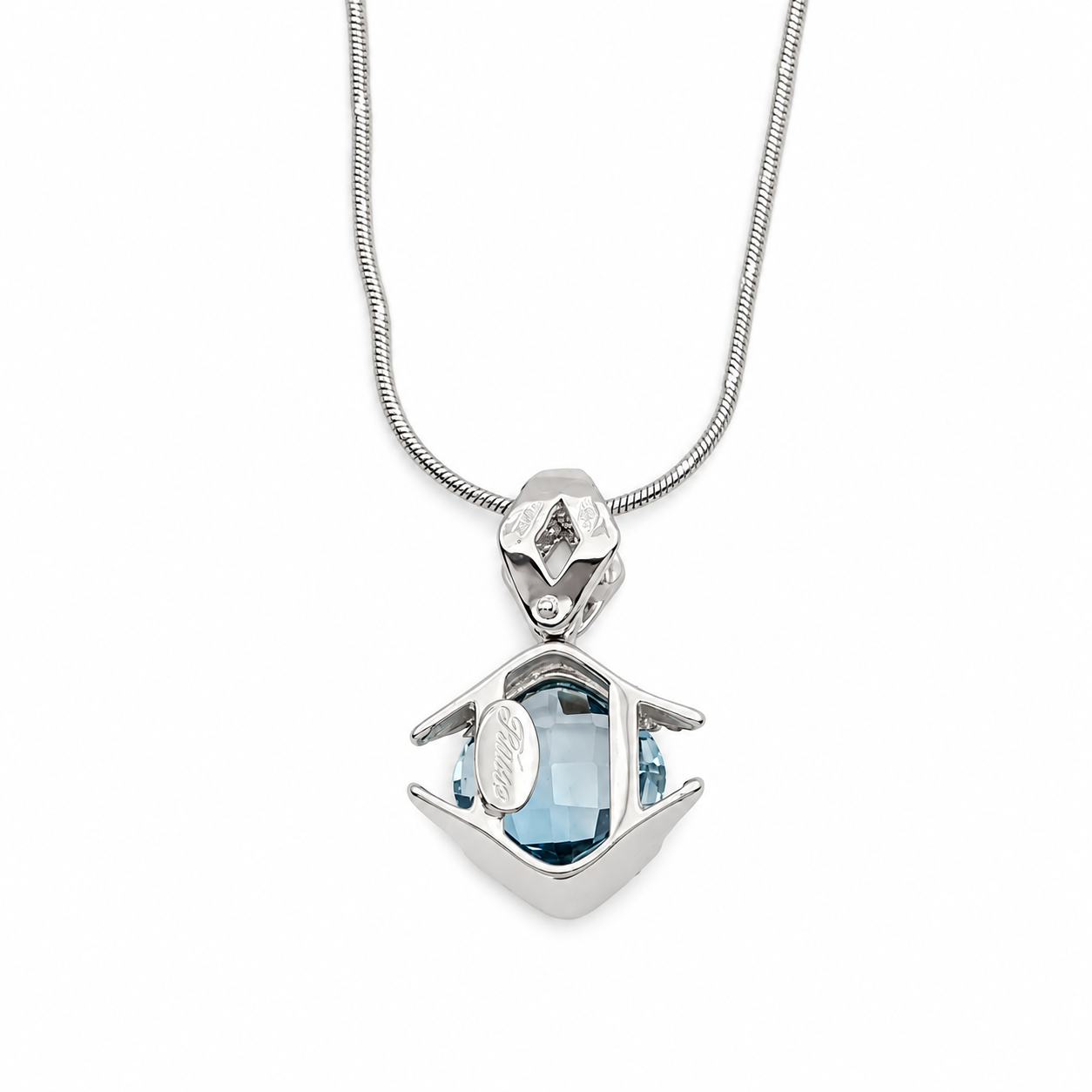 Collana con ciondolo - 18 carati Oro bianco - 3.50ct. tw. Topazio - Made in Italy - Handmade