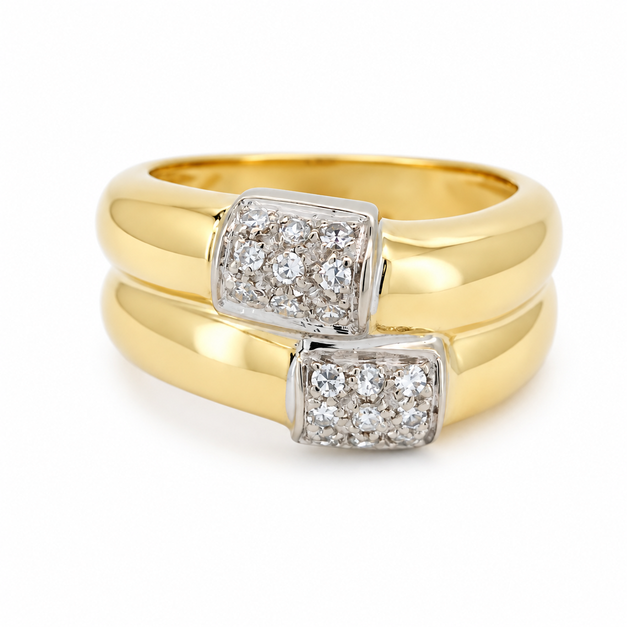 Anello - 18 carati Oro bianco, Oro giallo - 0.27ct. tw. Diamante (Naturale) - Made in Italy - Handmade