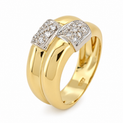 Anello - 18 carati Oro bianco, Oro giallo - 0.27ct. tw. Diamante (Naturale) - Made in Italy - Handmade