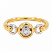 Anello - 18 carati Oro bianco, Oro giallo - 0.02ct. tw. Diamante (Naturale) - Made in Italy - Handmade