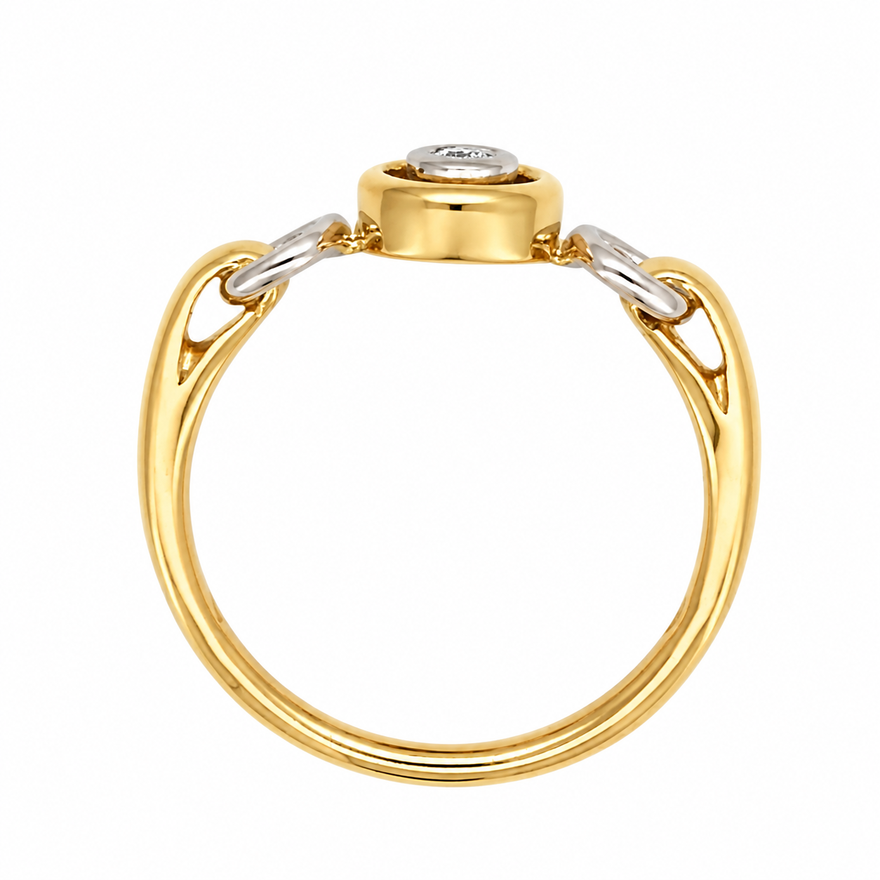 Anello - 18 carati Oro bianco, Oro giallo - 0.02ct. tw. Diamante (Naturale) - Made in Italy - Handmade