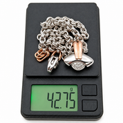 Collana con ciondolo - 18 carati Oro bianco, Oro rosa - 0.20ct. tw. Diamante (Naturale) -Made in Italy - HandMade
