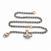 Collana con ciondolo - 18 carati Oro bianco, Oro rosa - 0.20ct. tw. Diamante (Naturale) -Made in Italy - HandMade