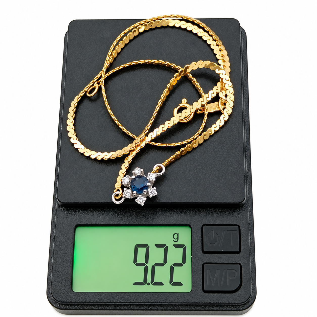 Collana - 18 carati Oro giallo, Oro bianco - 0.50ct. tw. Zaffiro - Diamante - Made in Italy - HandMade
