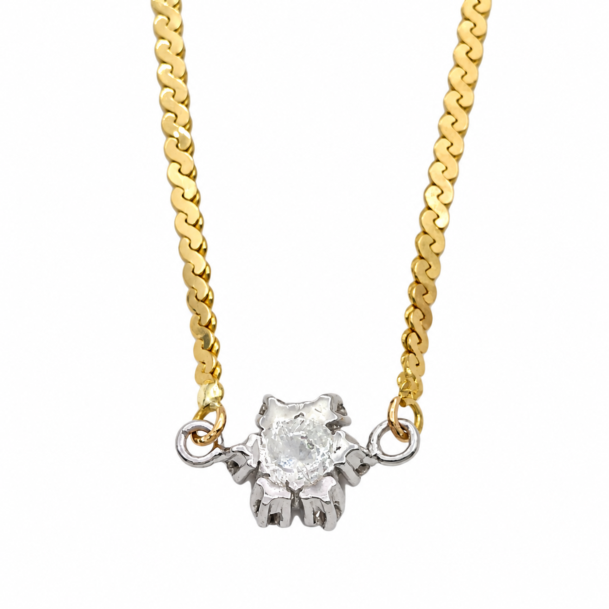 Collana - 18 carati Oro giallo, Oro bianco - 0.50ct. tw. Zaffiro - Diamante - Made in Italy - HandMade