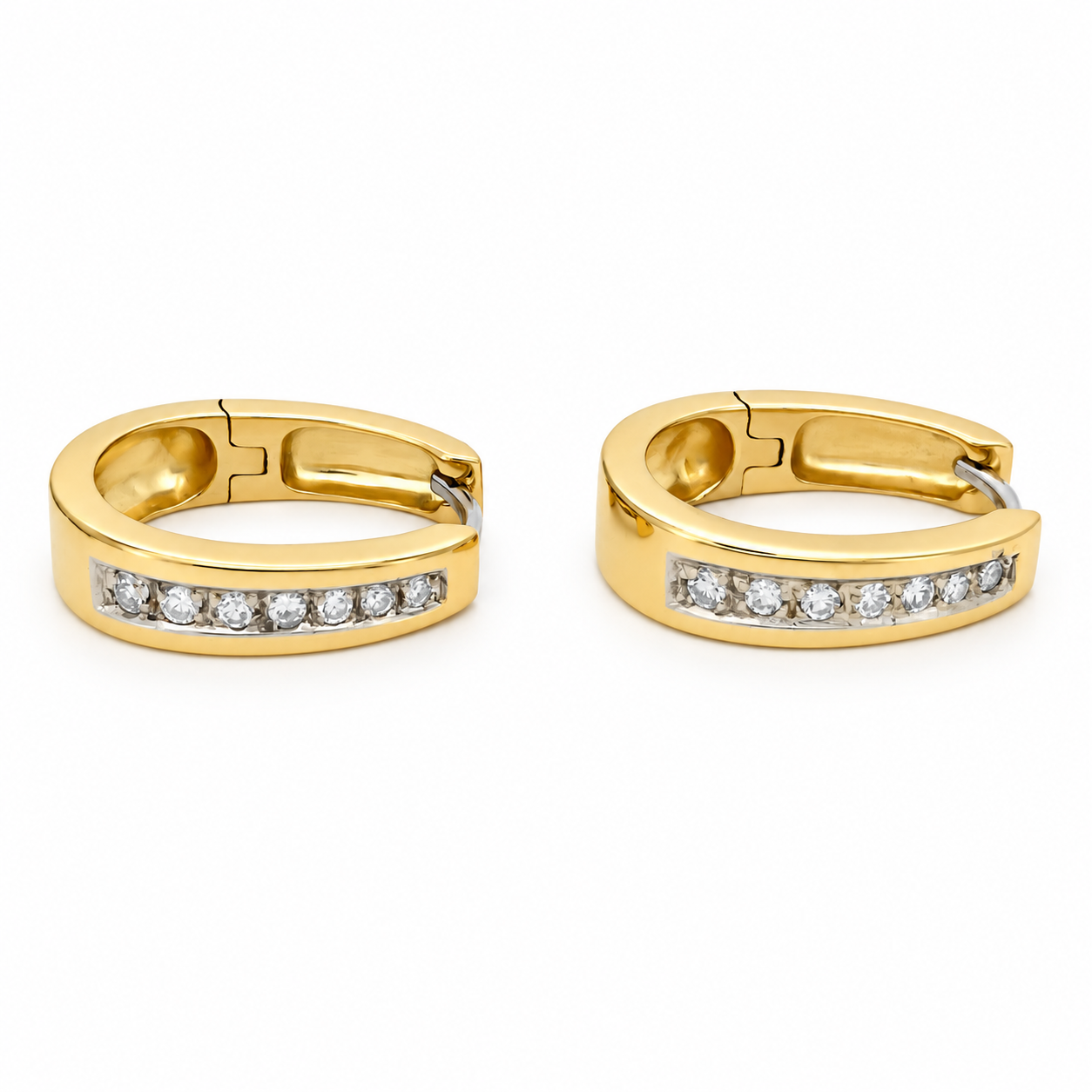 Orecchini - 18 carati Oro bianco, Oro giallo - 0.21ct. tw. Diamante (Naturale) - Made in Italy - Handmade