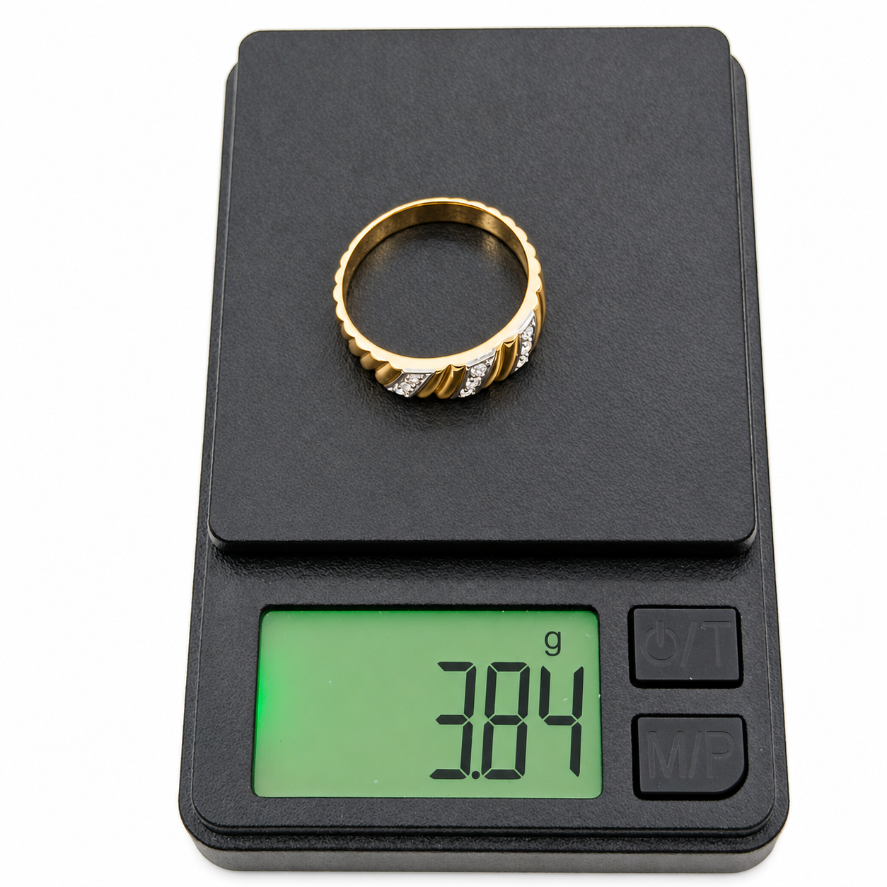 Anello - 18 carati Oro bianco, Oro giallo - 0.09ct. tw. Diamante (Naturale) - Made in Italy - Handmade