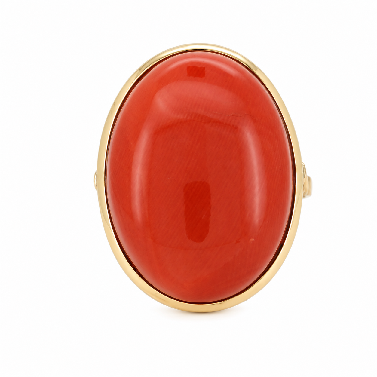 Anello - 18 carati Oro giallo Corallo - Corallo - Made in Italy - Handmade