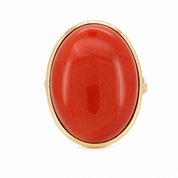 Anello - 18 carati Oro giallo Corallo - Corallo - Made in Italy - Handmade