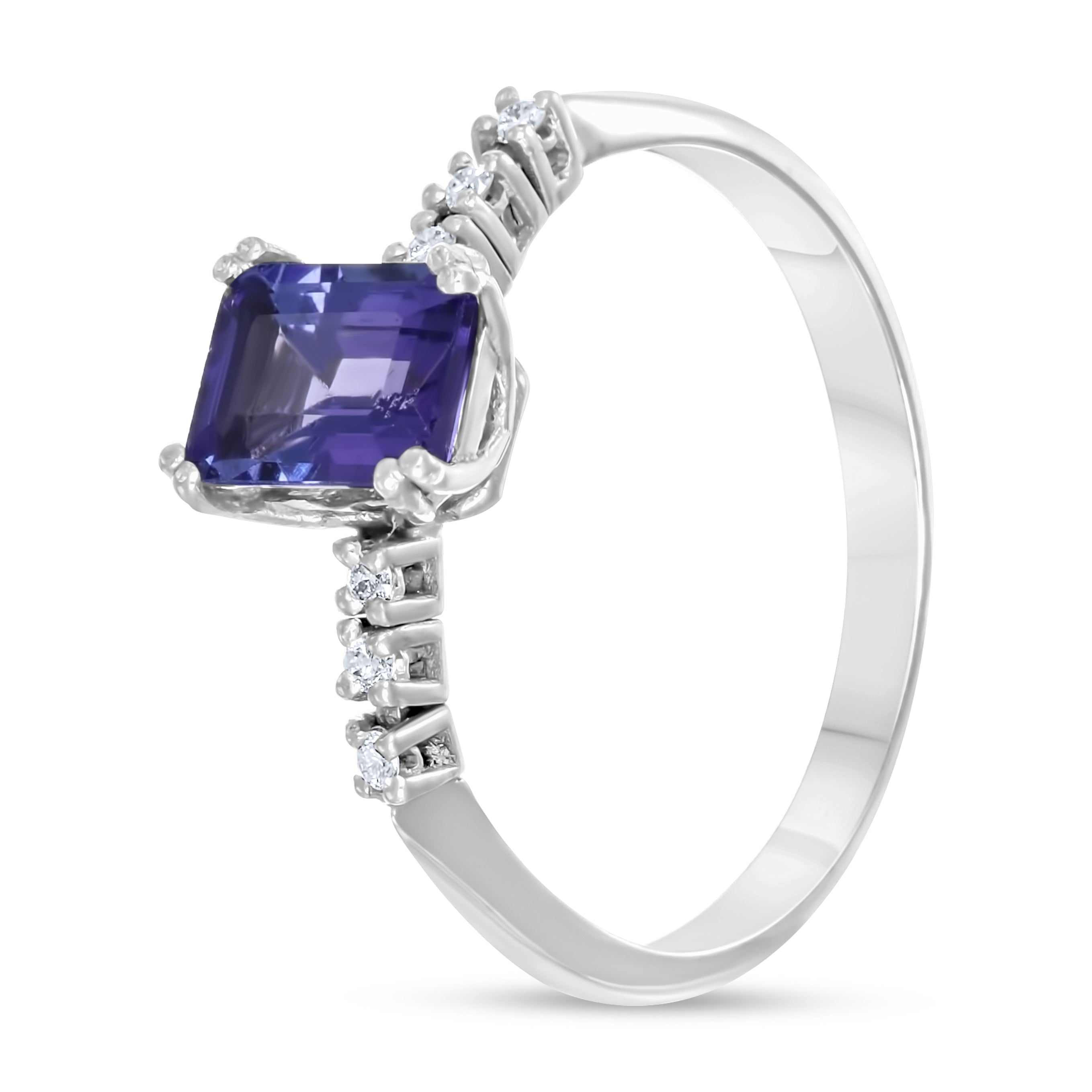 Anello - 18 carati Oro bianco - 0.12 tw. Diamante (Naturale) - Tanzanite