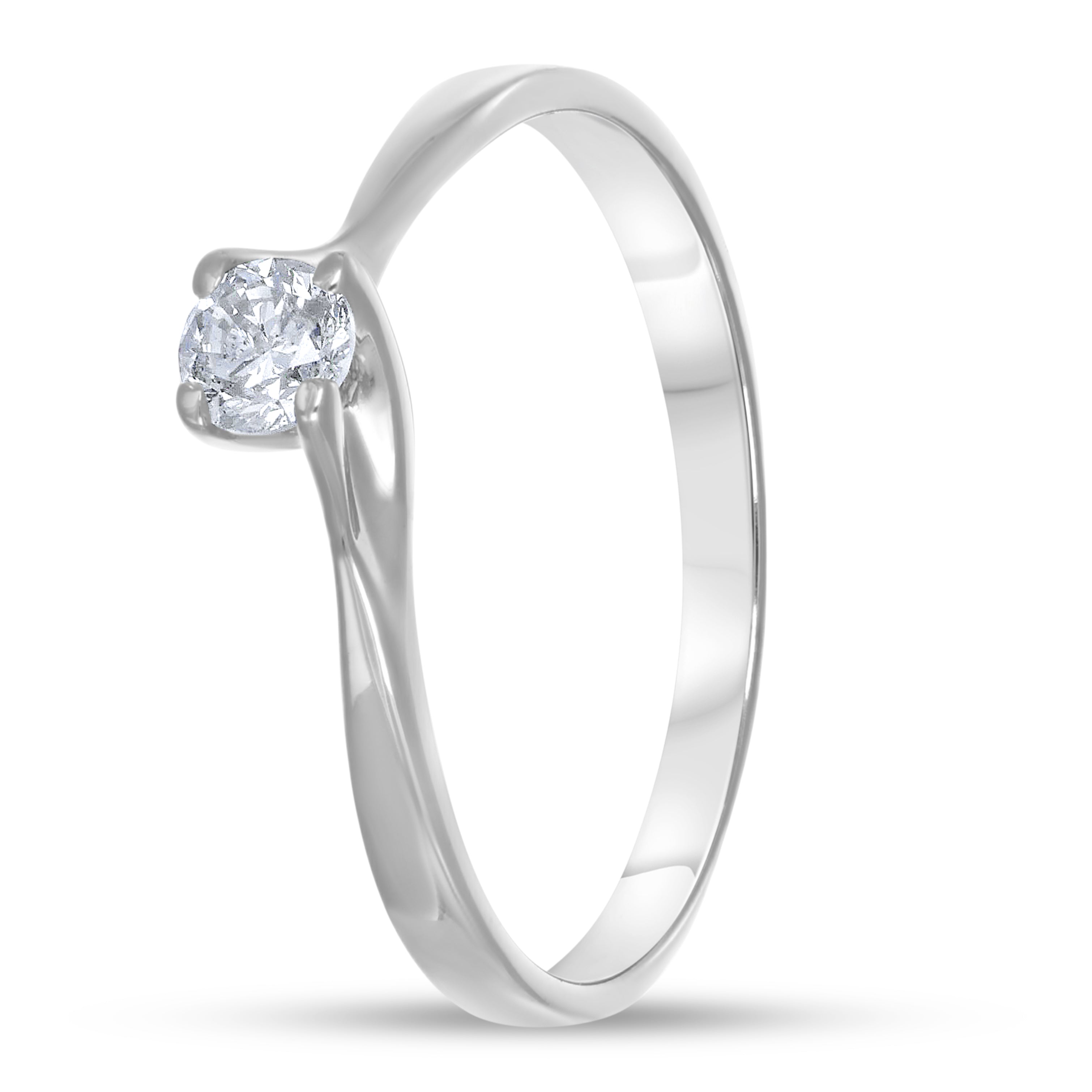 Anello - 18 carati Oro bianco - 0.16ct. tw. Diamante