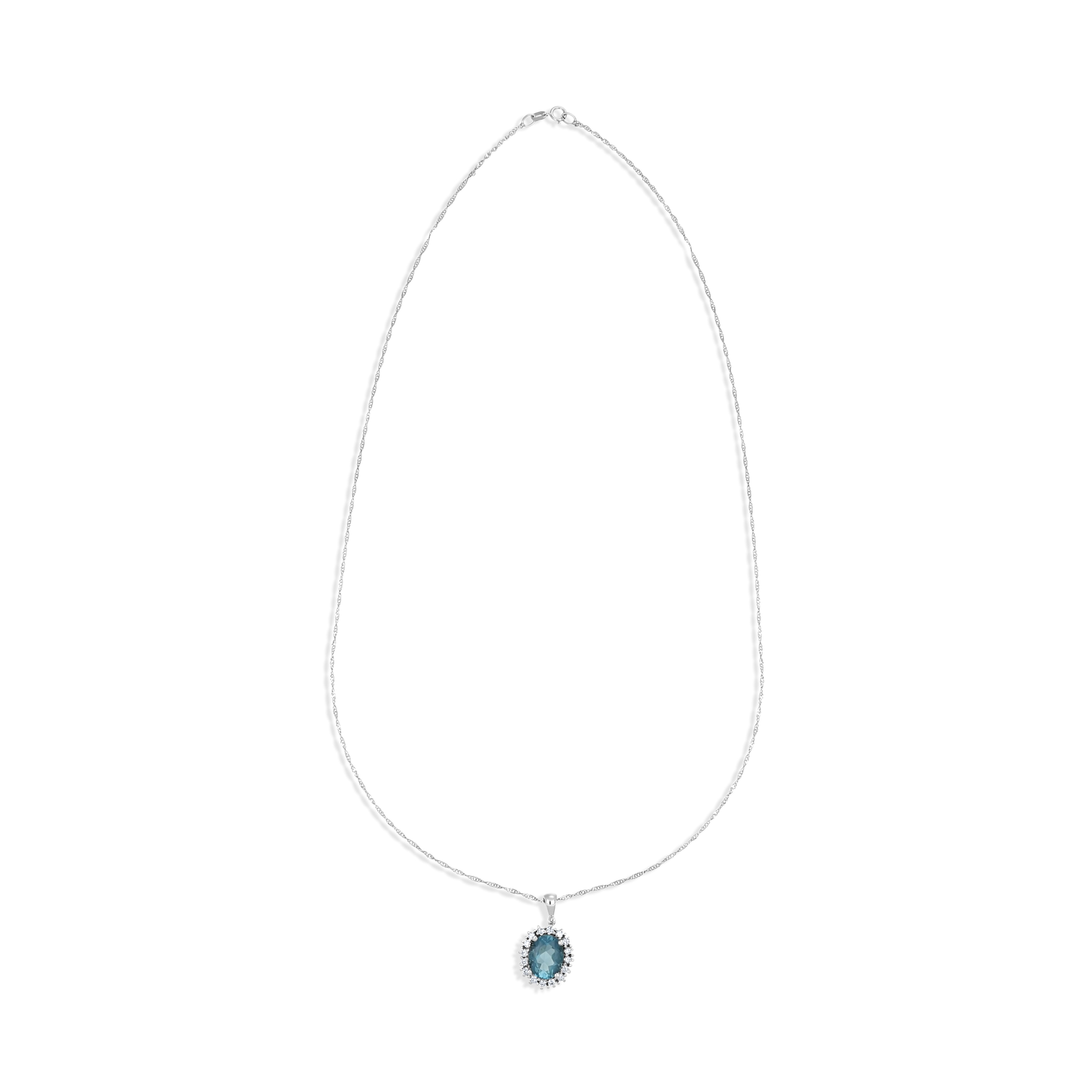 Collana con ciondolo - 18 carati Oro bianco - 2.56ct. tw. Topazio - Diamante