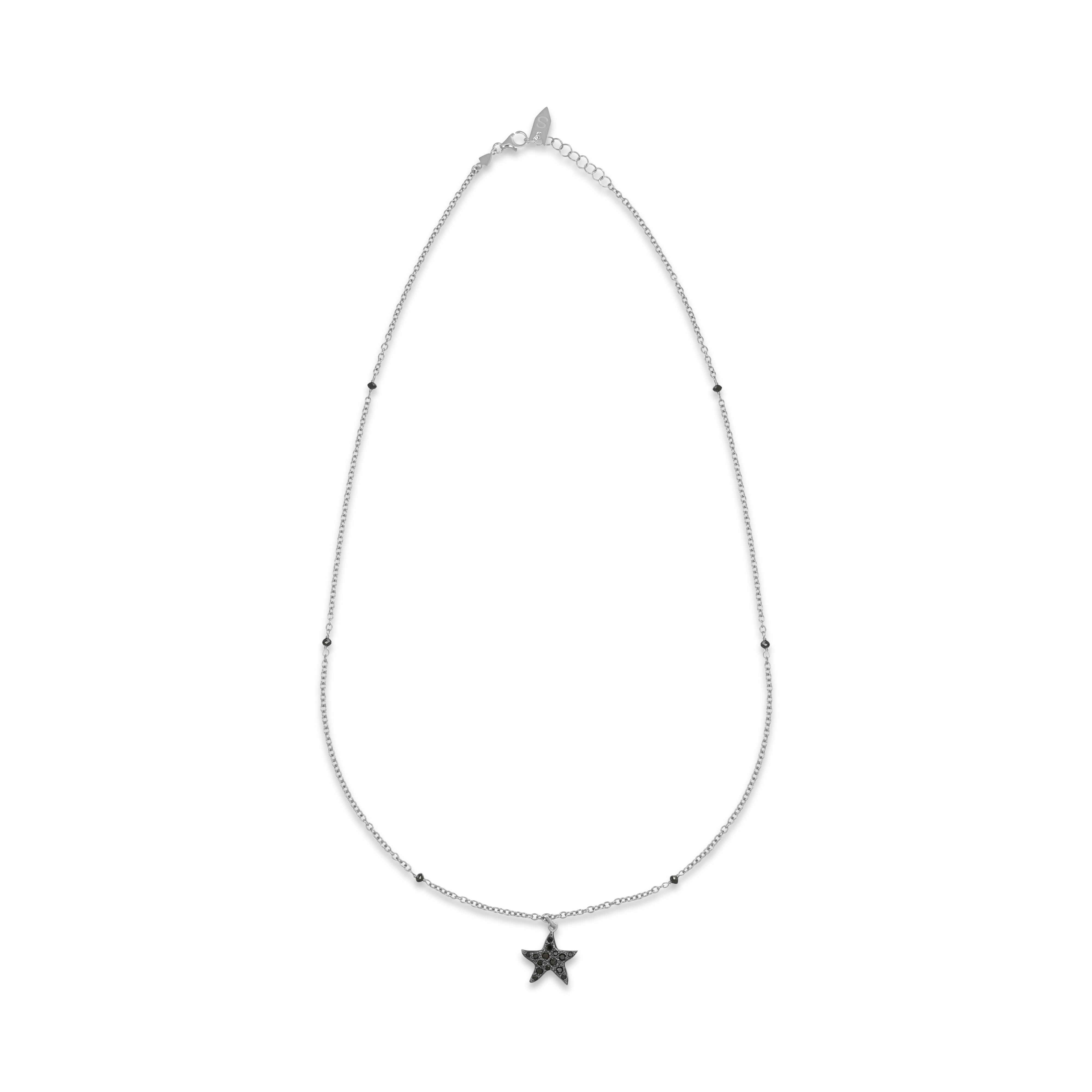 Collana con ciondolo - 18 carati Oro bianco - 0.36ct. tw. Onice - Diamante