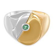 Anello - Oro bianco 18 kt., Oro giallo - 0,08 ct. tw. Smeraldo