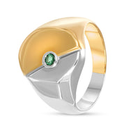 Anello - Oro bianco 18 kt., Oro giallo - 0,08 ct. tw. Smeraldo