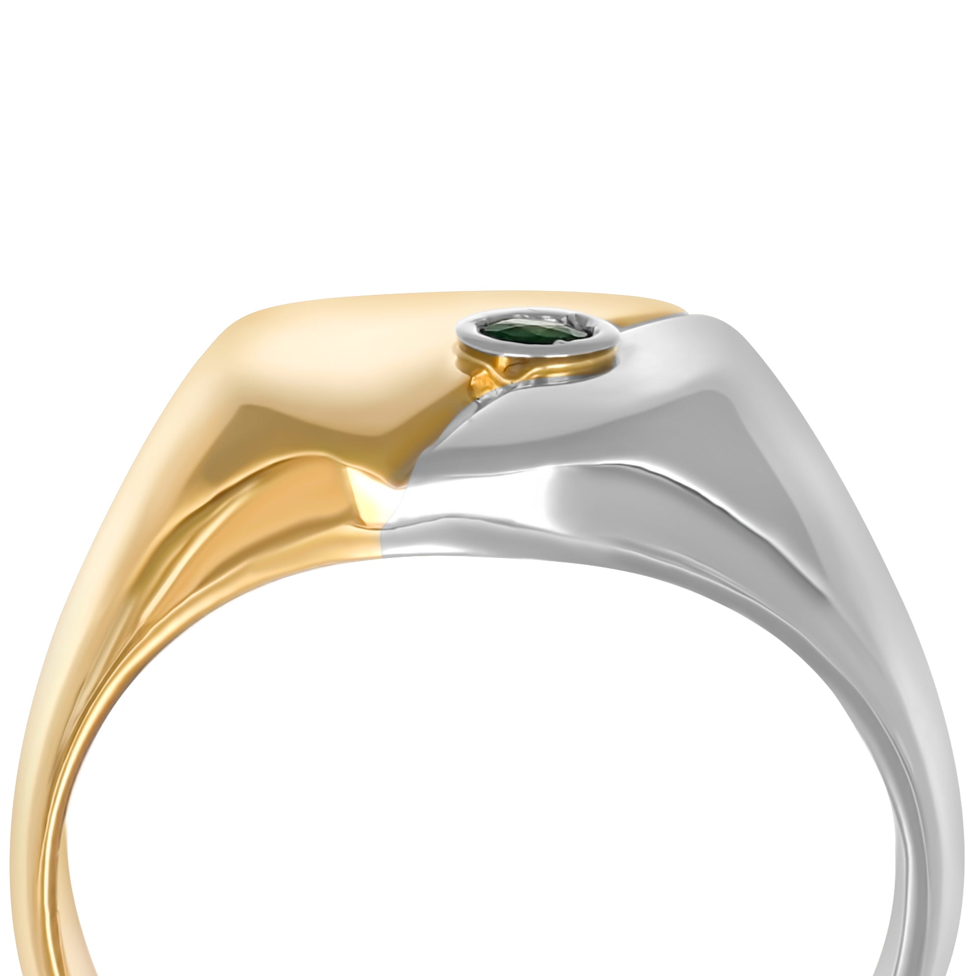 Anello - Oro bianco 18 kt., Oro giallo - 0,08 ct. tw. Smeraldo