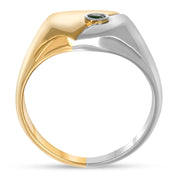 Anello - Oro bianco 18 kt., Oro giallo - 0,08 ct. tw. Smeraldo