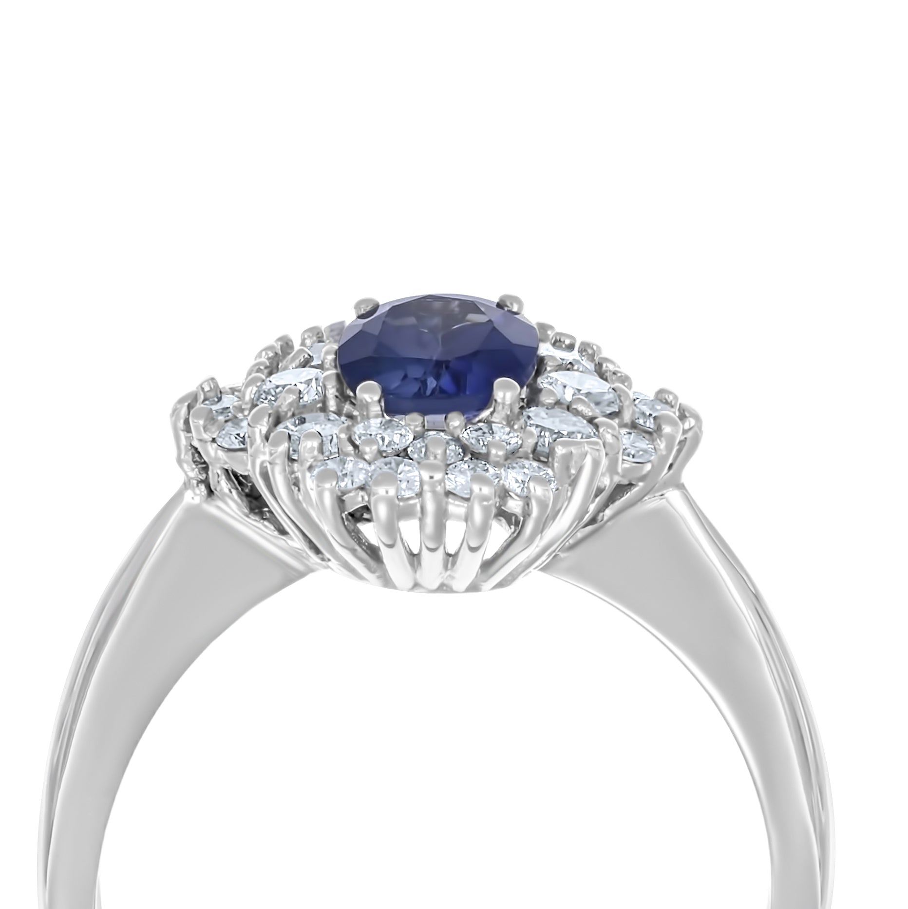 Anello - 18 carati Oro bianco - 1.71ct. tw. Zaffiro - Diamante