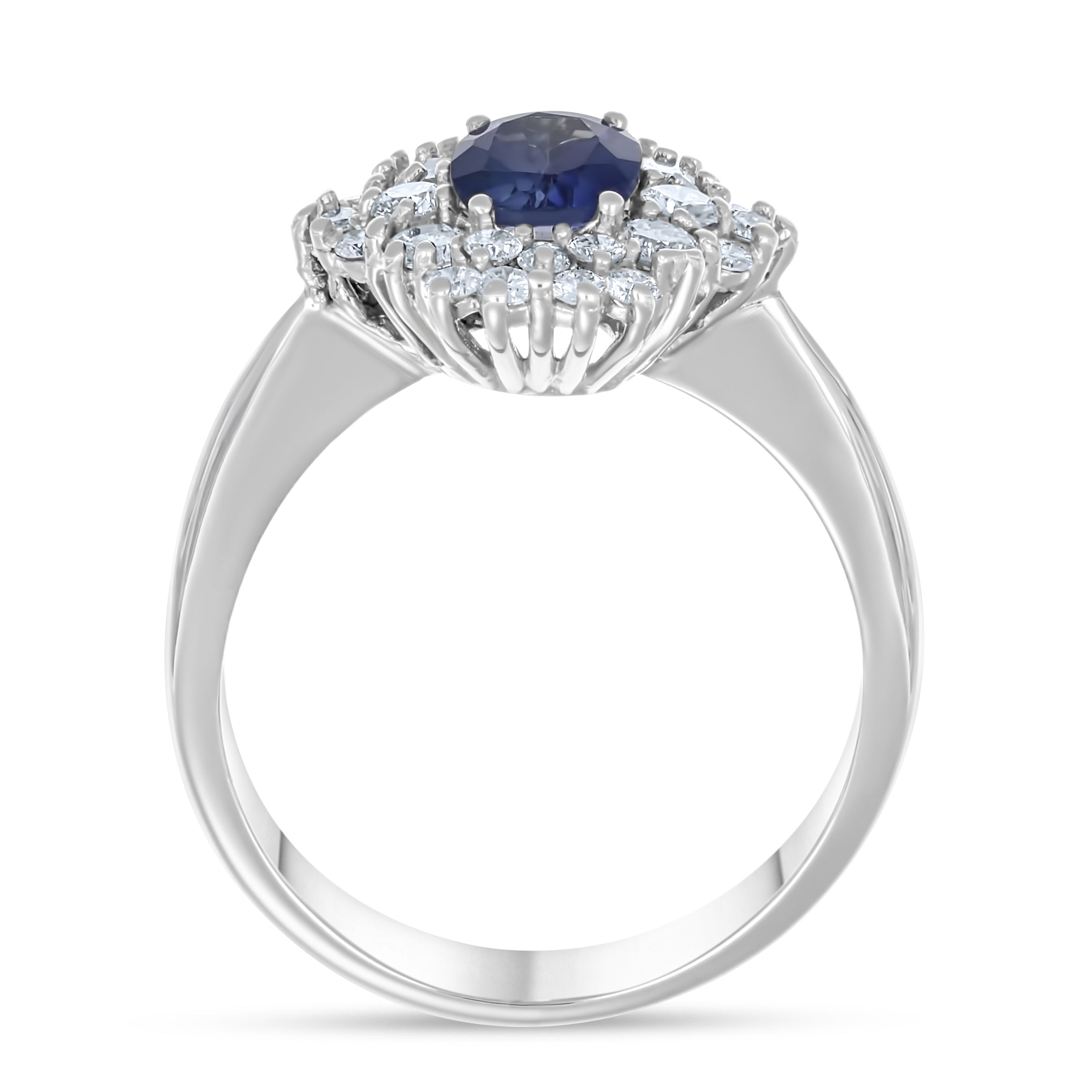 Anello - 18 carati Oro bianco - 1.71ct. tw. Zaffiro - Diamante