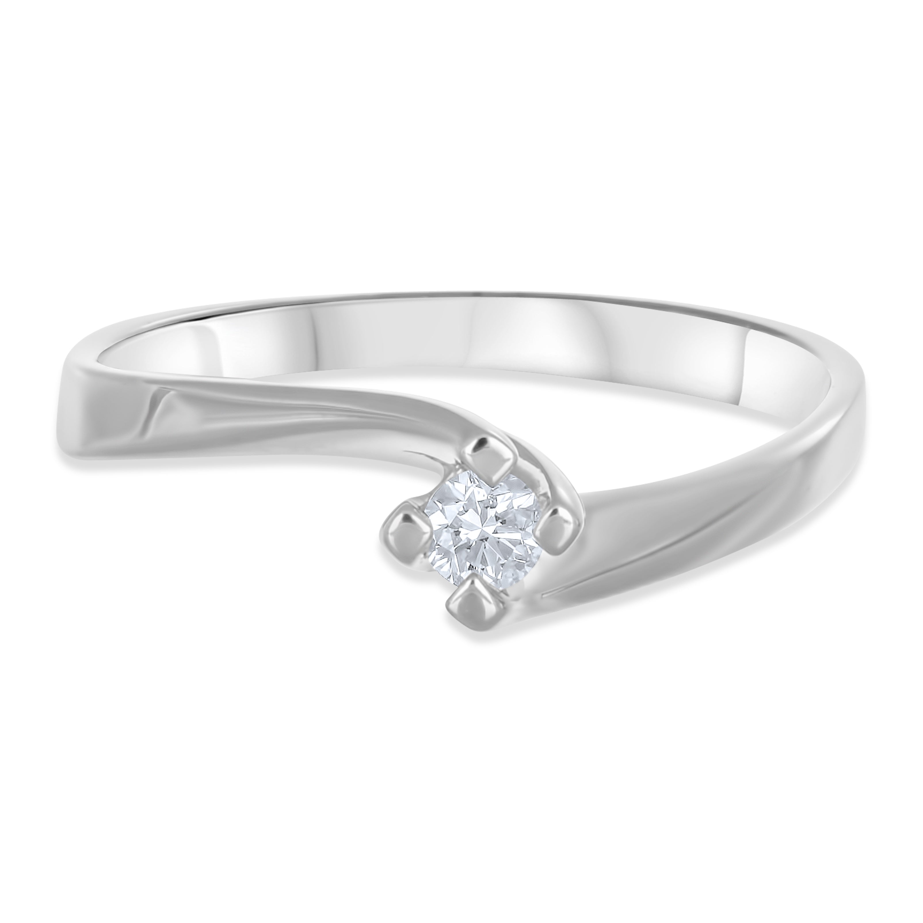 Anello - 18 carati Oro bianco - 0.11ct. tw. Diamante (Naturale)