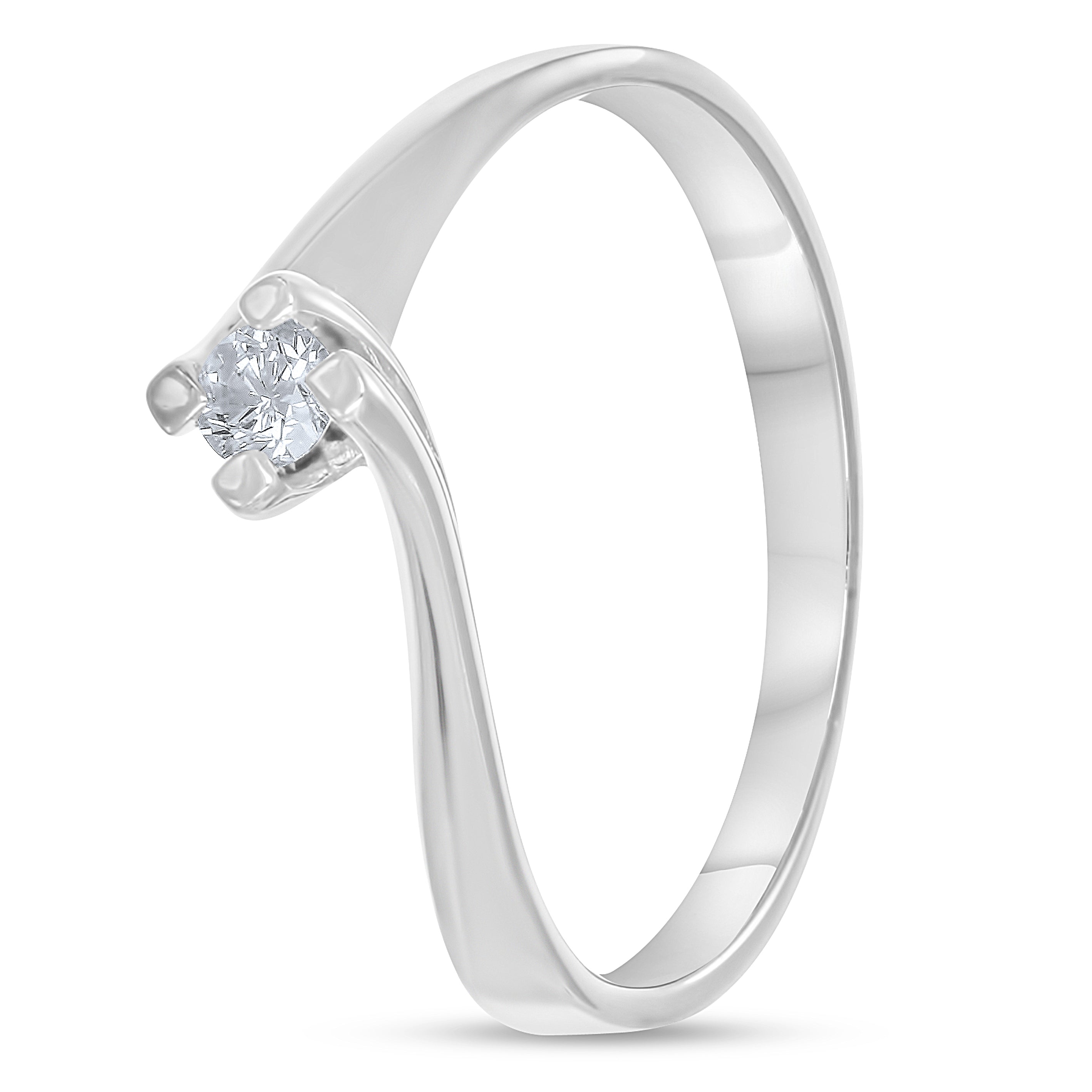 Anello - 18 carati Oro bianco - 0.11ct. tw. Diamante (Naturale)