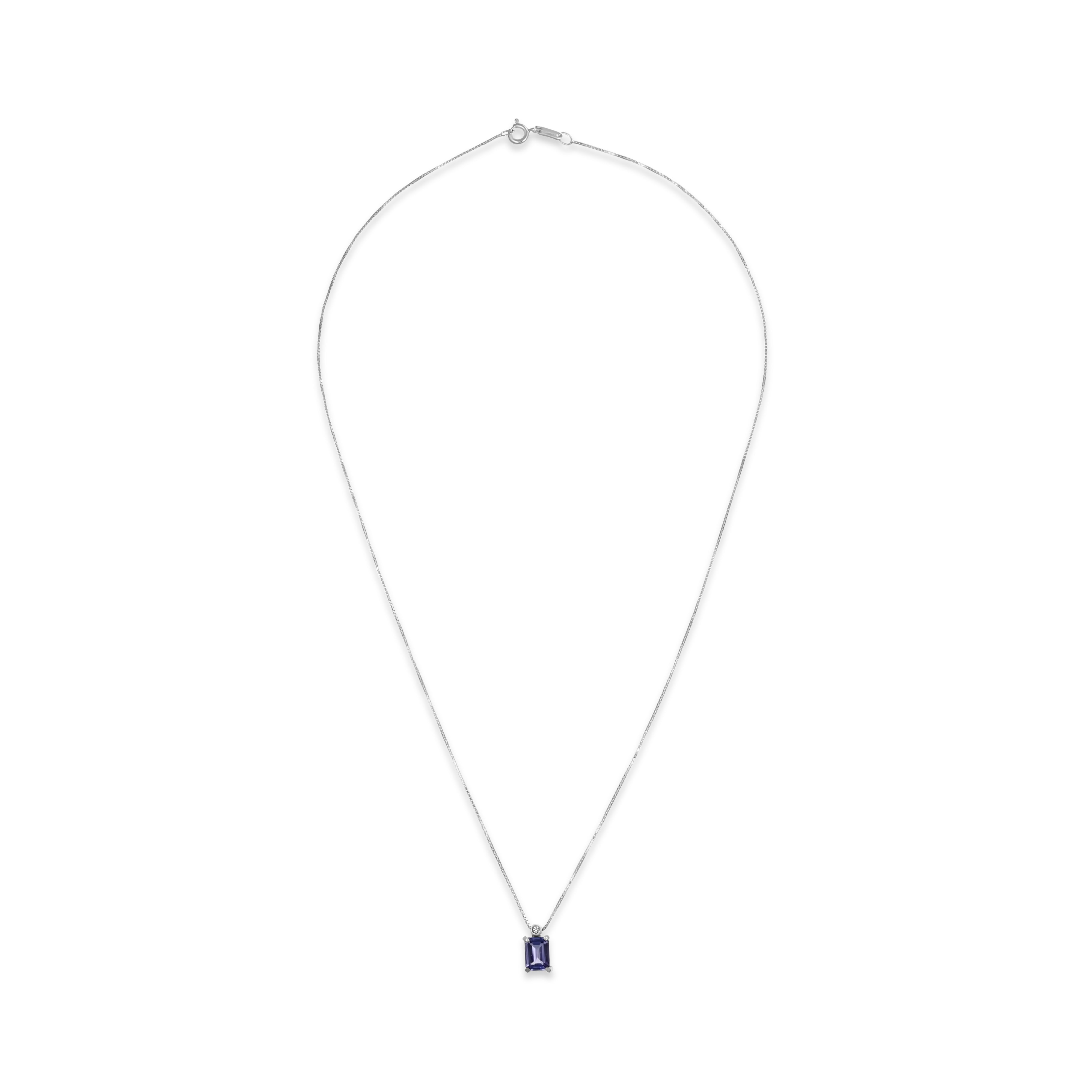 Collana con Ciondolo in Oro Bianco 18 carati con Tanzanite e zircone