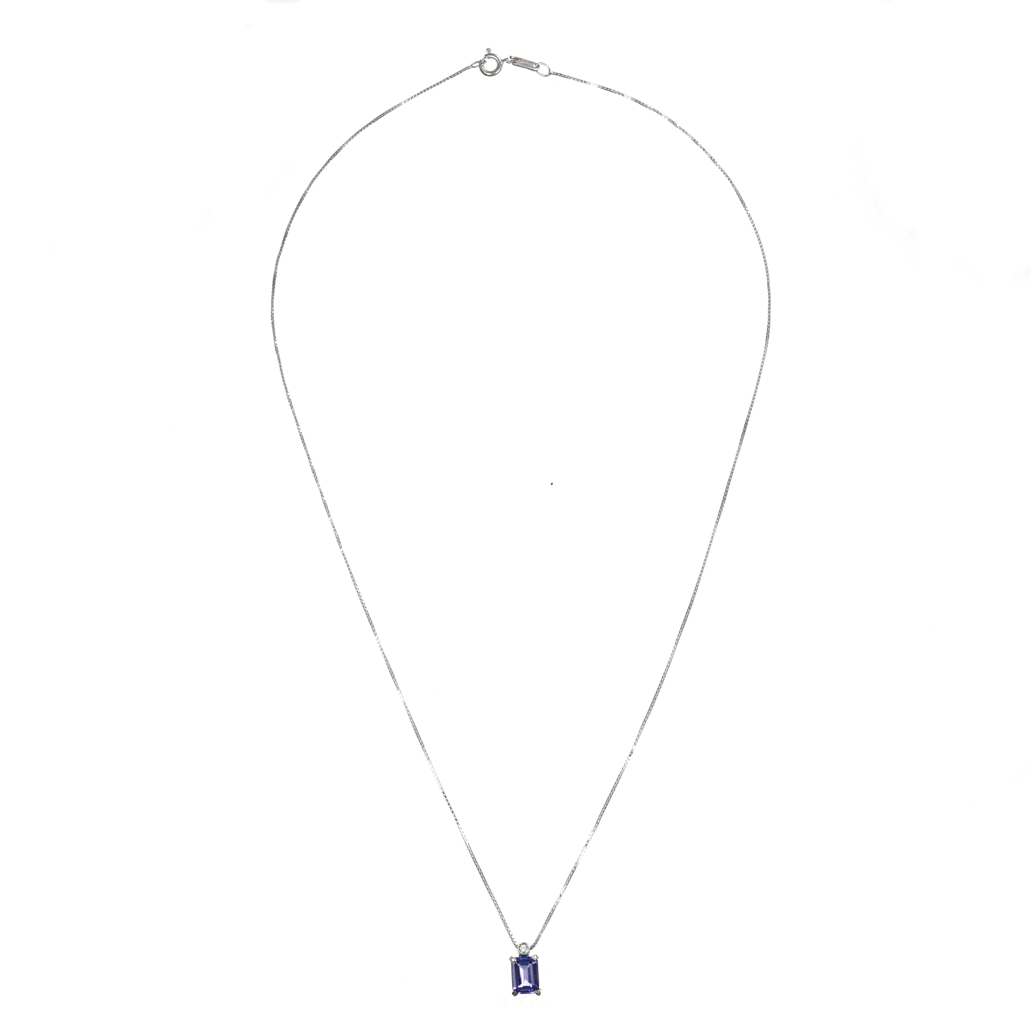 Collana con Ciondolo in Oro Bianco 18 carati con Tanzanite e zircone